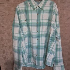 Lands' End Green and Blue Plaid Shirt